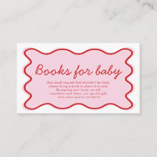Wavy Curvy Pink and Red Baby Shower Books for Baby Enclosure Card