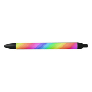 Wavy Diagonal Colourful Rainbow Design Black Ink Pen