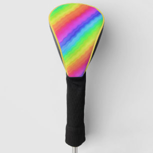 Wavy Diagonal Colourful Rainbow Design Golf Head Cover