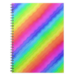 Wavy Diagonal Colourful Rainbow Design Notebook