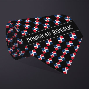 Wavy Dominican Republic Flag Pattern Tie