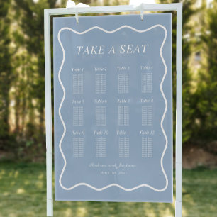 Wavy Dusty Blue Acrylic Wedding Seating Chart