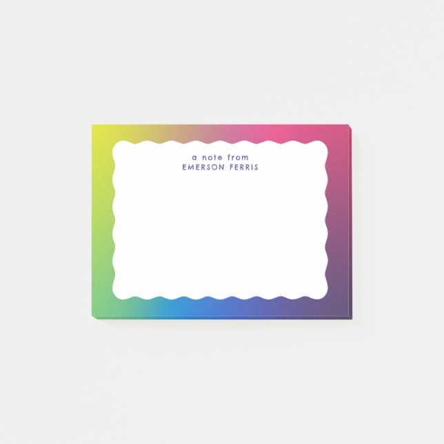 Wavy edge colourful trendy retro post-it notes (Front)