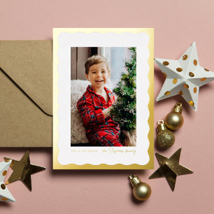 Wavy edge frame simple gold Christmas photo