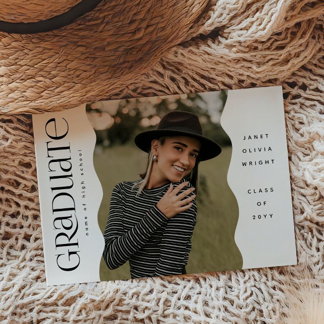 Wavy Edge Photo Modern Simple Graduate Announcement (Creator Uploaded)