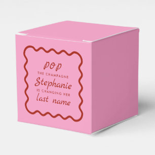 Wavy Edge Pink and Red Pop the Champagne Favour Box