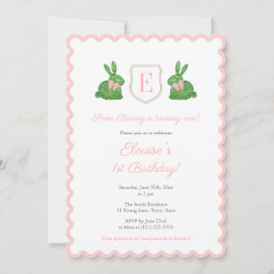 Wavy Edge Some Bunny Is One 1st Birthday Party Invitation