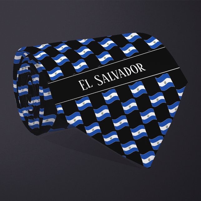 Wavy El Salvador Flag Pattern  Tie (Creator Uploaded)