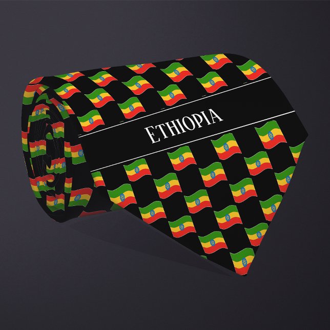 Wavy Ethiopia Flag Pattern  Tie (Creator Uploaded)