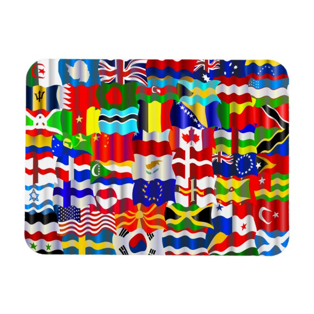 Wavy Flag Wallpaper Montage Magnet (Horizontal)