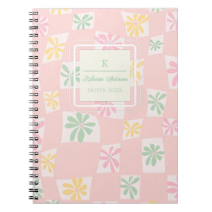 Wavy Floral Check Notebook