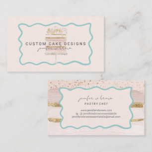 Wavy Frame Floral Bakery Pastry Patisserie Business Card