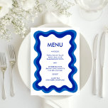 Wavy Frame Modern Chic Blue Custom Bar Bat Mitzvah Menu<br><div class="desc">Perfect menu card for a bat mitzvah, bar mitzvah or other Jewish celebration! Hand made wavy frame for you on the front side! FULLY CUSTOMIZABLE! Click on “Personalise” above to edit the text. Click "edit using design tool" to adjust the fonts, colours and placements and to delete the back side...</div>