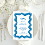 Wavy Frame Modern Chic Blue Custom Bar Bat Mitzvah Menu<br><div class="desc">Perfect menu card for a bat mitzvah, bar mitzvah or other Jewish celebration! Hand made wavy frame for you on the front side! FULLY CUSTOMIZABLE! Click on “Personalise” above to edit the text. Click "edit using design tool" to adjust the fonts, colours and placements and to delete the back side...</div>