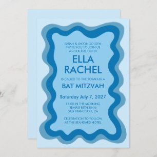 Wavy Frame Modern Chic Custom Bar Bat Mitzvah Invitation