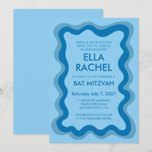 Wavy Frame Modern Chic Custom Bar Bat Mitzvah Invitation