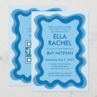 Wavy Frame Modern Custom QR CODE Bar Bat Mitzvah