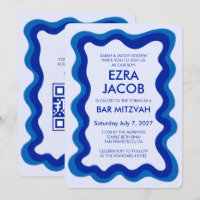 Wavy Frame Modern Custom QR CODE Bar Bat Mitzvah