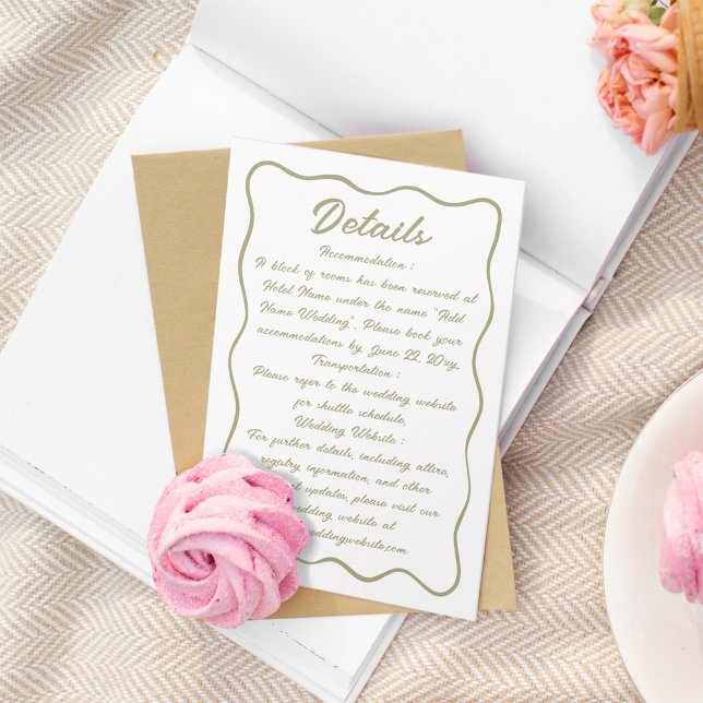 Wavy Frame Script White Light Olive Green Enclosure Card (Creator Uploaded)