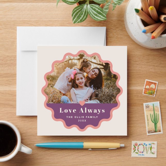 Wavy Frame Valentine's Day Photo Card - Purple (Creator Uploaded)