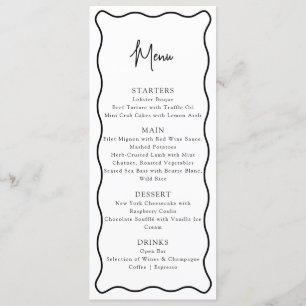 Wavy frame, Wavy border, modern wedding menu