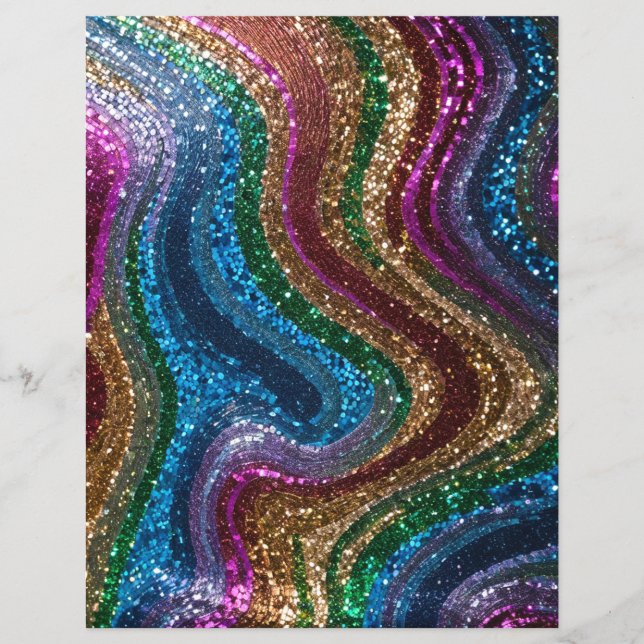 Wavy Glitter Multicolor Scrapbook Paper (Front)
