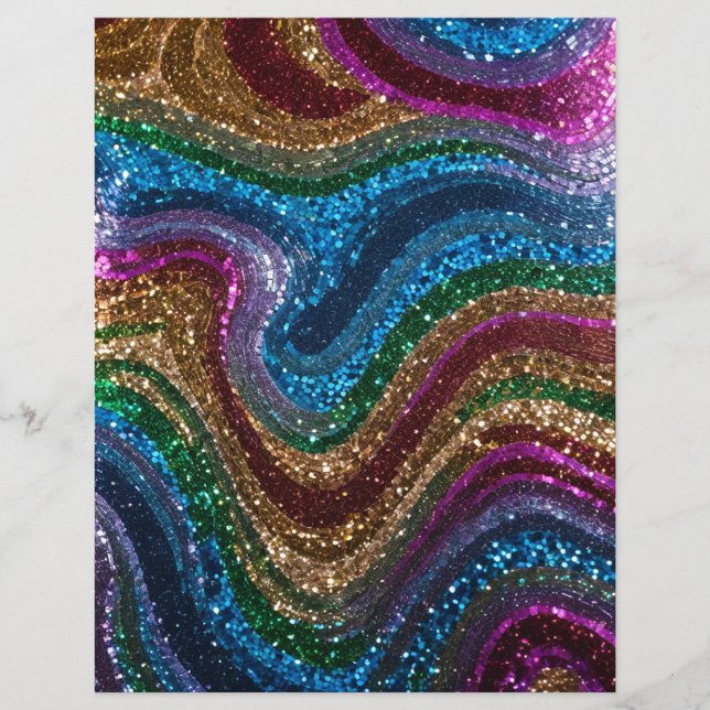 Wavy Glitter Multicolor Scrapbook Paper (Front)