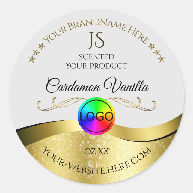 Wavy Gold Decor on Light Grey Logo Monogram Label (Front)