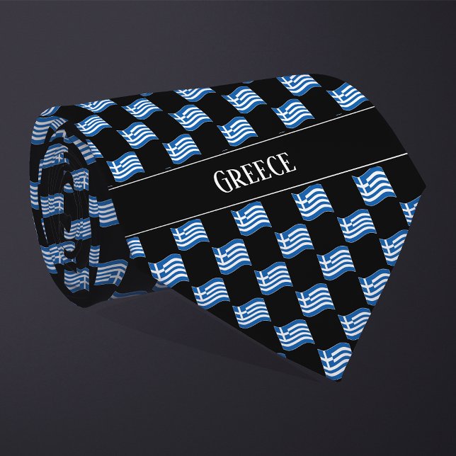 Wavy Greece Flag Pattern  Tie (Creator Uploaded)