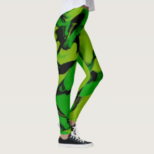 Wavy Green and Black Leggings