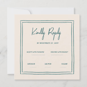 Wavy Green Handwriting Retro Wedding Rsvp Invitation