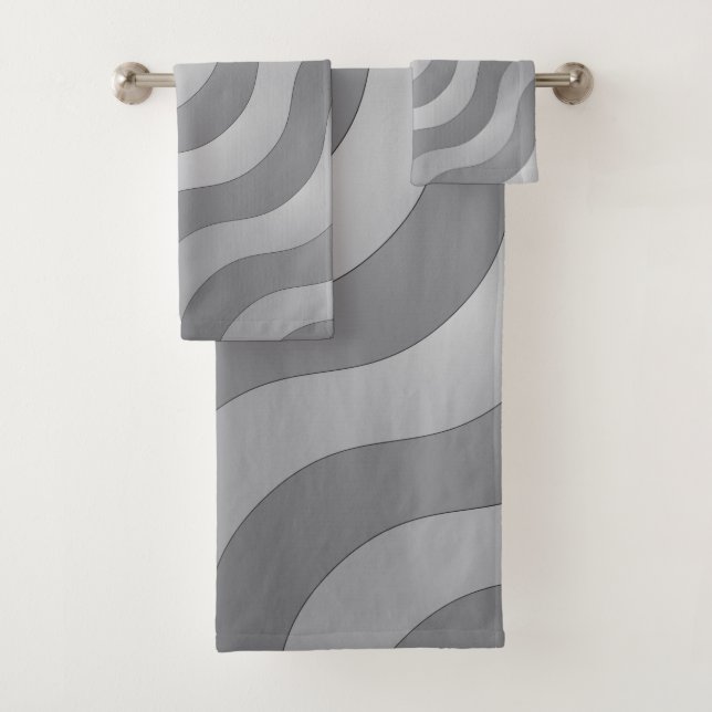 Wavy Grey Bath Towel Set (Insitu)