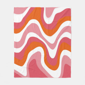 Wavy Groovy Striped Colourful Orange and Pink Fleece Blanket