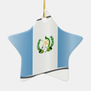 Wavy Guatemala Flag Ceramic Tree Decoration