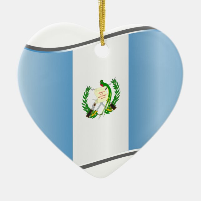 Wavy Guatemala Flag Ceramic Tree Decoration (Front)