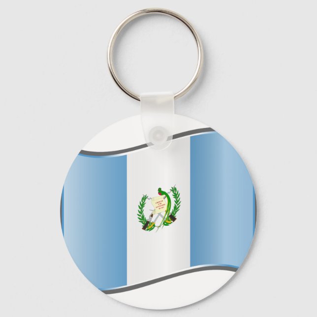 Wavy Guatemala Flag Key Ring (Front)