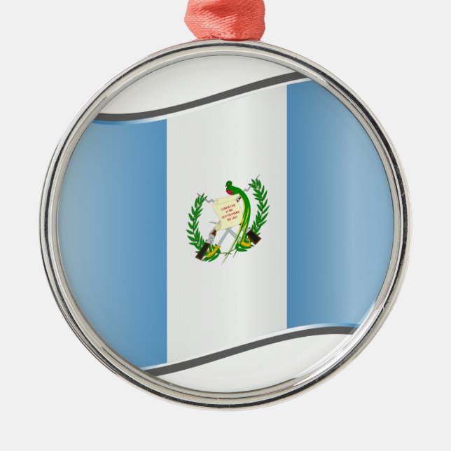 Wavy Guatemala Flag Metal Tree Decoration (Front)