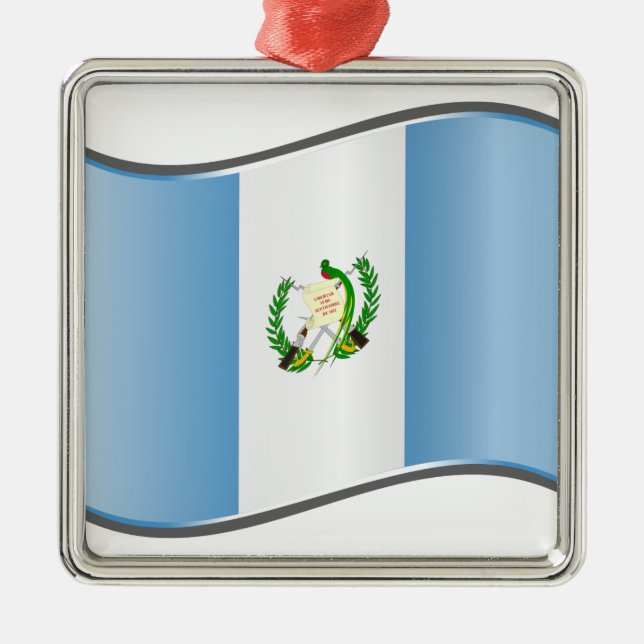 Wavy Guatemala Flag Metal Tree Decoration (Front)