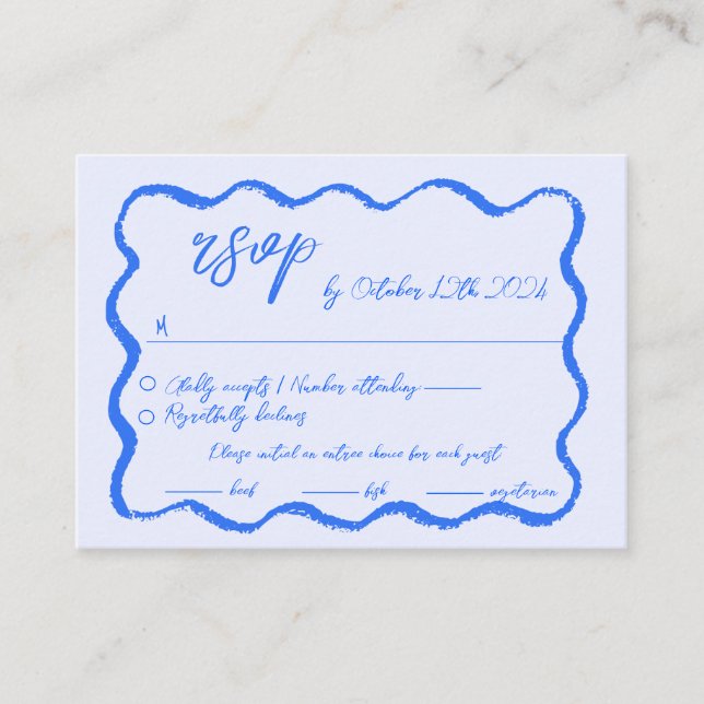 Wavy Hand Drawn Scribble Squiggle RSVP Wedding  Enclosure Card (Front)