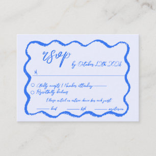 Wavy Hand Drawn Scribble Squiggle RSVP Wedding  Enclosure Card