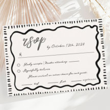 Wavy Hand Drawn Scribble Squiggle RSVP Wedding 