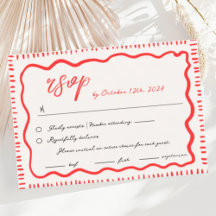 Wavy Hand Drawn Scribble Squiggle RSVP Wedding 