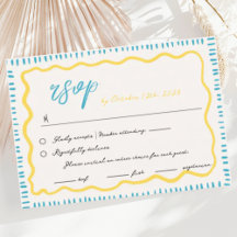 Wavy Hand Drawn Scribble Squiggle RSVP Wedding 
