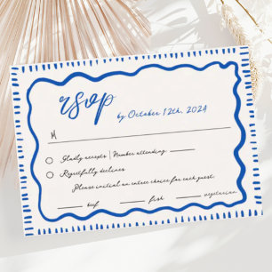 Wavy Hand Drawn Scribble Squiggle RSVP Wedding Enclosure Card
