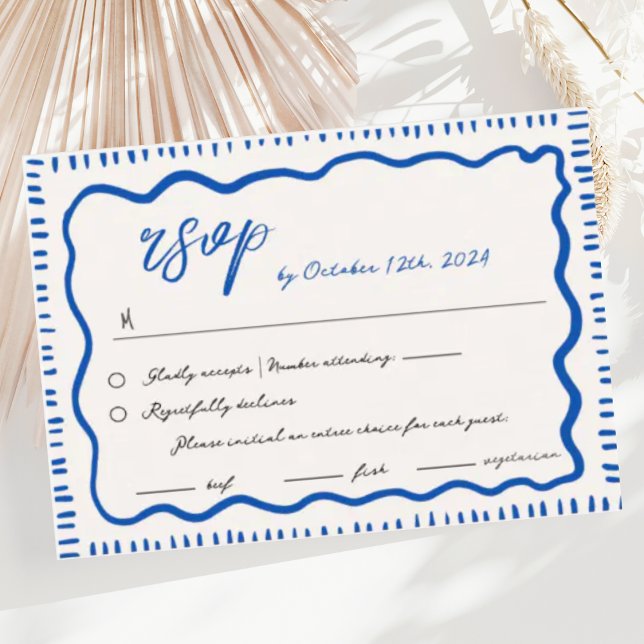 Wavy Hand Drawn Scribble Squiggle RSVP Wedding  Enclosure Card (Creator Uploaded)