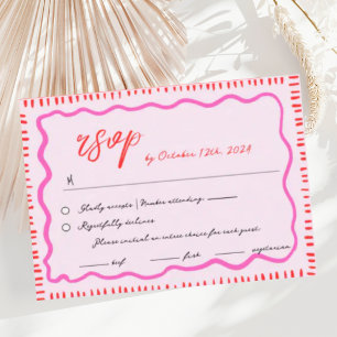 Wavy Hand Drawn Scribble Squiggle RSVP Wedding Enclosure Card