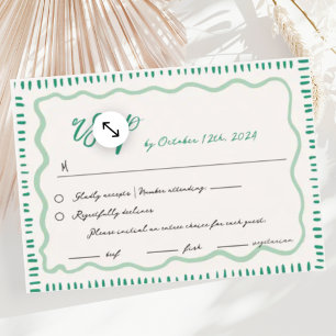 Wavy Hand Drawn Scribble Squiggle RSVP Wedding  Enclosure Card