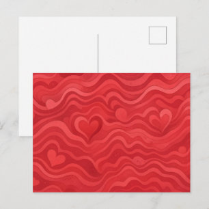 Wavy Heart Pattern Greeting Card   Retro Love 