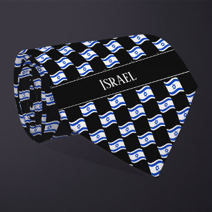 Wavy Israel Flag Pattern  Tie