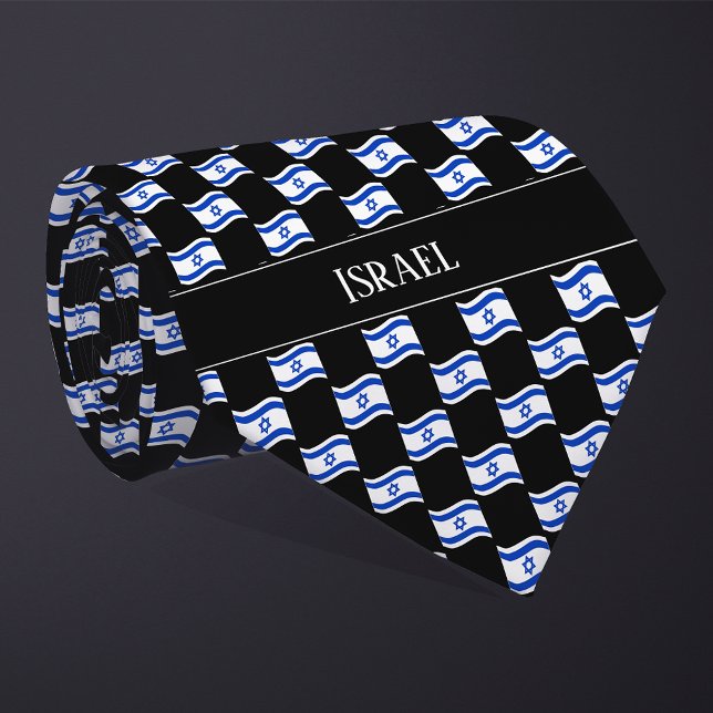Wavy Israel Flag Pattern  Tie (Creator Uploaded)
